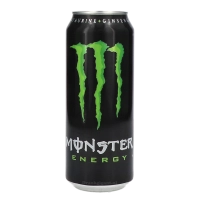 Verfrissend, bruisend energiedrank (Monster Energy The Original Green 500 mL blik).