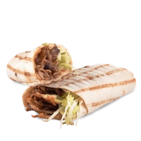 Vers afgebakken durum (tortilla) gevuld met mals, gekruid kipdonervlees, frisse salade en huisgemaakte saus naar keuze.