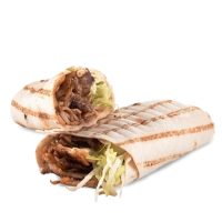 Vers afgebakken durum (tortilla) gevuld met knapperige, gefrituurde falafel, frisse salade en huisgemaakte saus naar keuze.