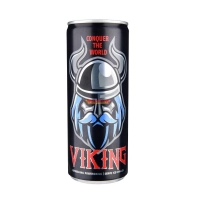 Verfrissende, bruisende energiedrank (Viking, 250 mL blik).