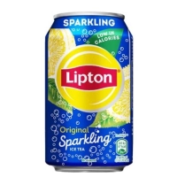 Verfrissende, bruissende ijsthee met de klassieke smaak (Lipton Original Sparkling Ice Tea, 330 mL blik).